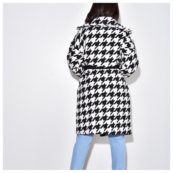 23 Made In Italy Gorgeous Houndstooth Belted Coat - Picture 3 of 5